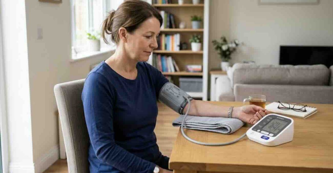 Correct seated posture for taking blood pressure at home