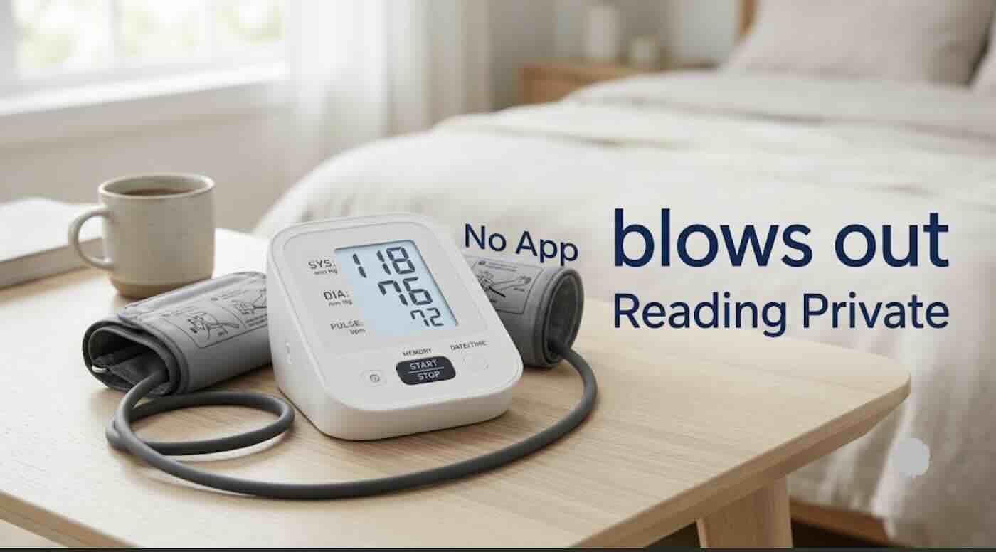 Digital upper arm blood pressure monitor with no phone app setup