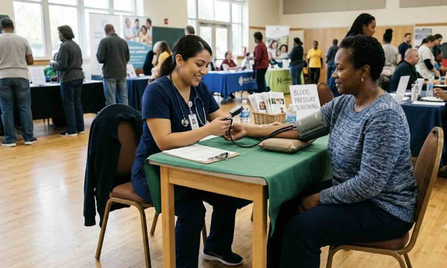 Community blood pressure screening using an upper arm monitor without smartphone setup
